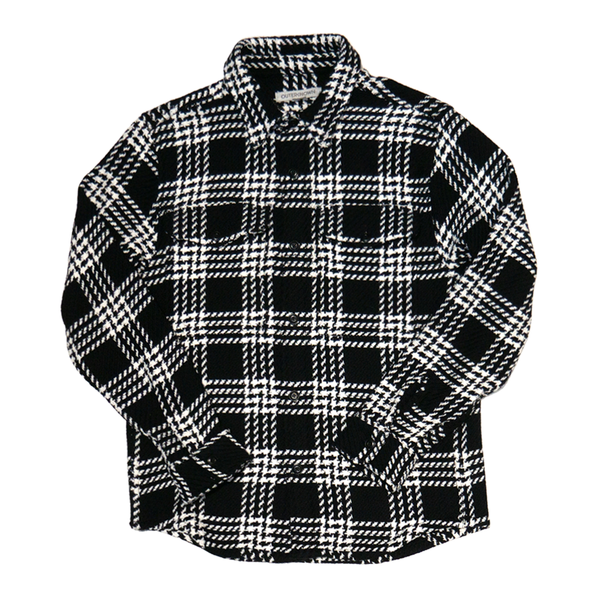 Outerknown Cloud Weave Shirt in Pitch Black Blake Plaid
