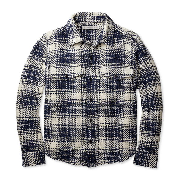 Outerknown Cloud Weave Shirt in Birch Optic Plaid