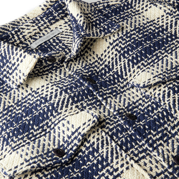 Outerknown Cloud Weave Shirt in Birch Optic Plaid