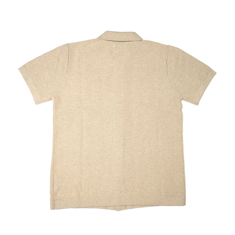 Button Down Polo in Heather Oat Herringbone
