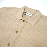 Button Down Polo in Heather Oat Herringbone