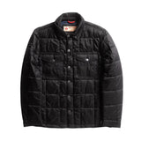 Black puffy jacket on a flat white background
