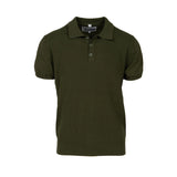 Cotton Knit Pullover Polo in Olive