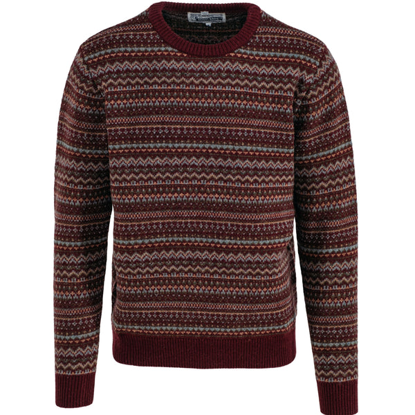 Schott Fairisle Crew Burgundy