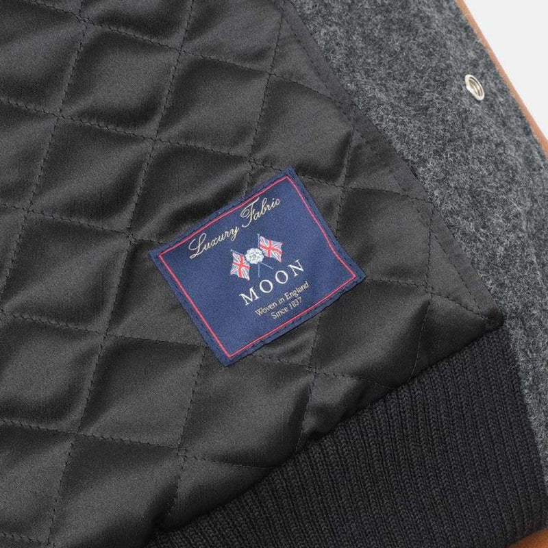 Varsity Jacket | Granite and Black Wool/Antique Rust Leather