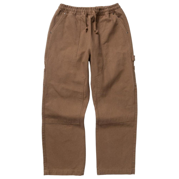 Brown pants with a drawstring on a white background