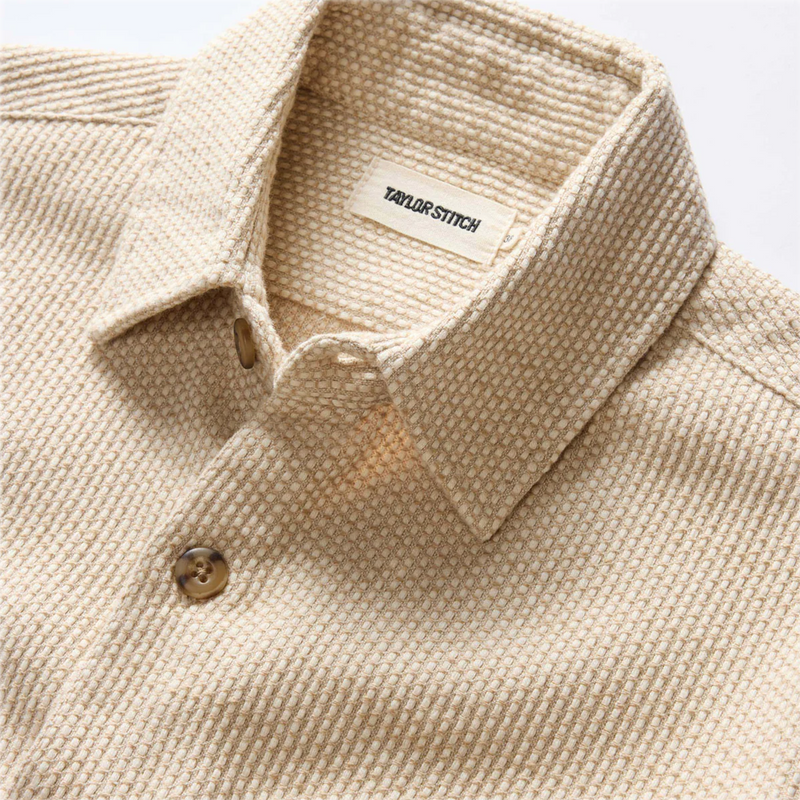 Taylor Stitch Point Shirt in Natural Sashiko Close up