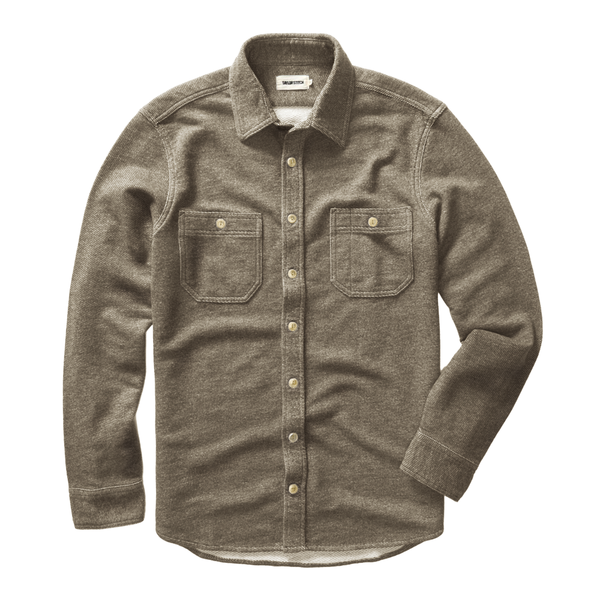 The Utility Shirt | Fatigue Olive French Terry Twill Knit