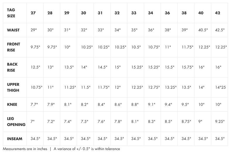 UB222 Size Guide
