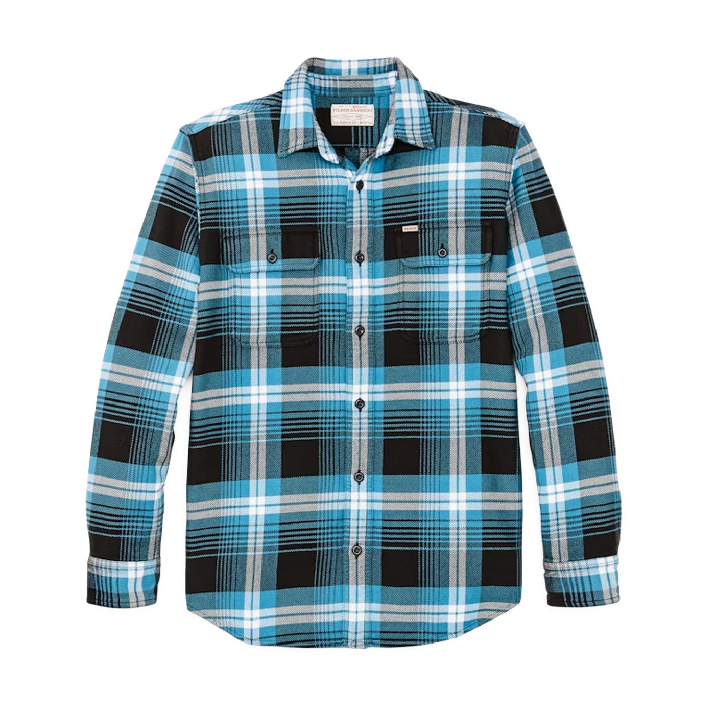 Vintage Flannel Work Shirt | Blue Black Multi Plaid