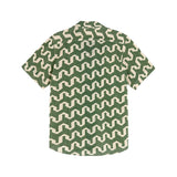 " back of Cream and green short sleeve button up mesh net material breathable"