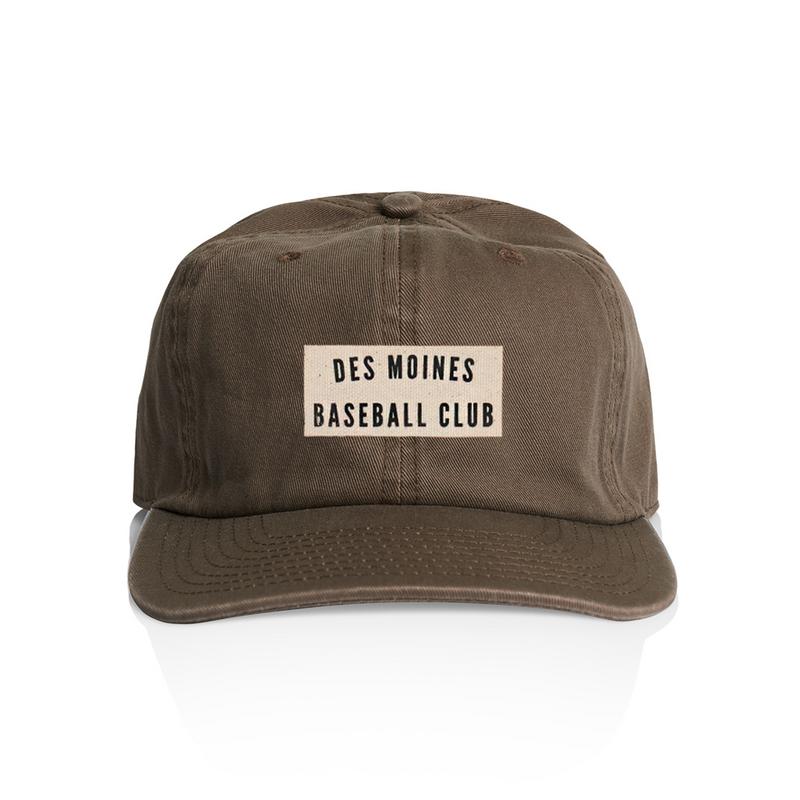 canvas patch hat des moines baseball club design