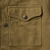 Close up of snap-secured chest pocket