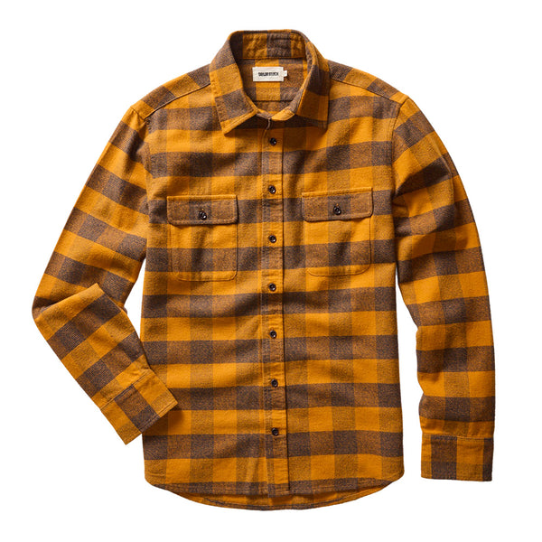 "Taylor stitch yosemite button down collared shirt mustard and saffron buffalo check"