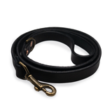 leather dog leash with brass d ring black
