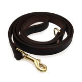 leather dog leash with brass d ring dark brown