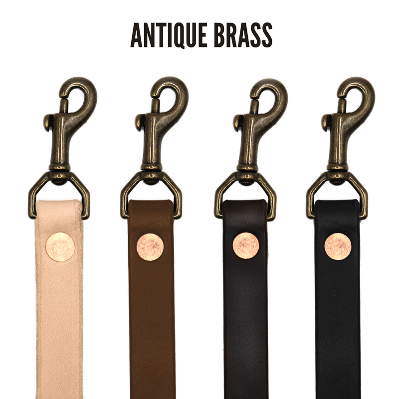 leather dog leashes with antique brass hardware