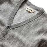 "Taylor stitch eddy cardigan grey ash herringbone merino wool grey buttons"