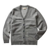 "Taylor stitch eddy cardigan grey ash herringbone merino wool grey buttons"
