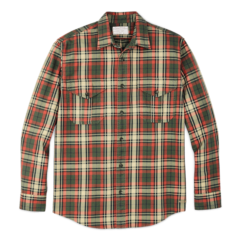 Filson Lightweight Alaskan Guide Shirt in Silver Pine Burnt Red Plaid