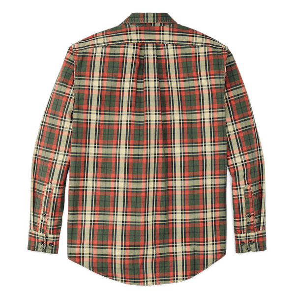 Filson Lightweight Alaskan Guide Shirt in Silver Pine Burnt Red Plaid back