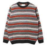 Front of Hosono knit sweater in geo fair isle pattern