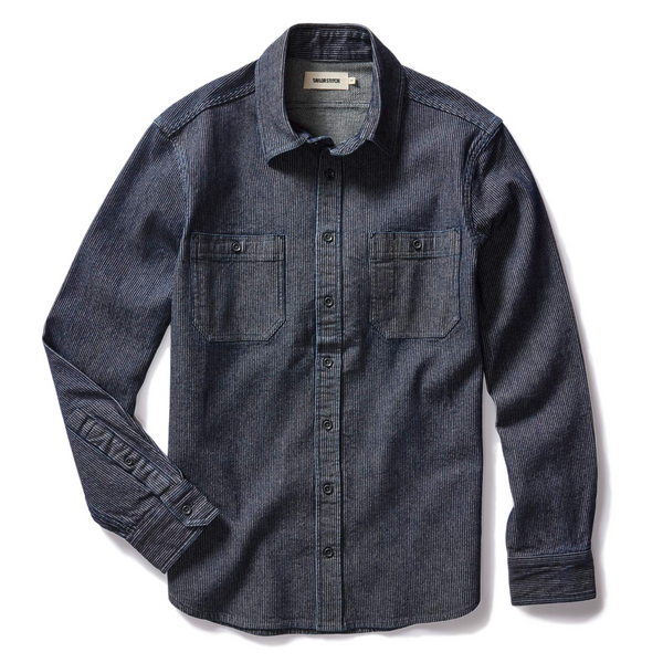 The Utility Shirt in Rinsed Indigo Stripe