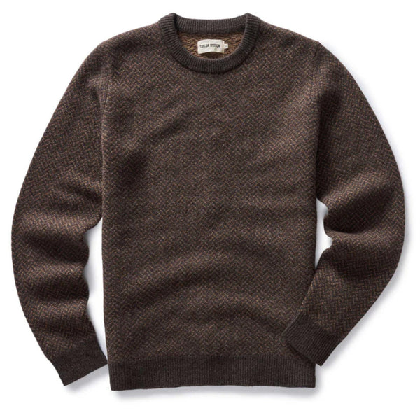 Taylor Stitch Eddy Crew in Coffee Herringbone