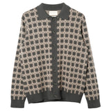 Front of Zigger Knit Shirt in grey lore check