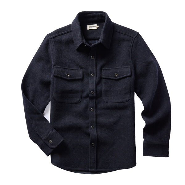"Taylor stitch dark navy maritime wool jacket shirt"