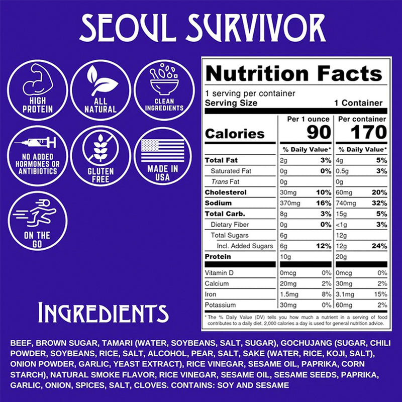 nutrition facts for seoul survivor beef jerky