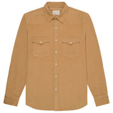 front view of an light oak brown color western shirt on a white background