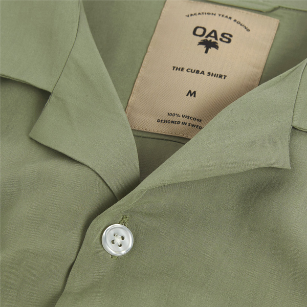 OAS Green Plain Viscose Shirt Close Up