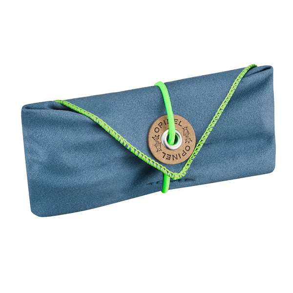 "blue and green pouch with string closure foropinel number 8 pocket knife and fork and spoon cutlery camping and picnic cutlery set"