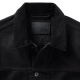 Close up of corduroy collar and uppermost buttons