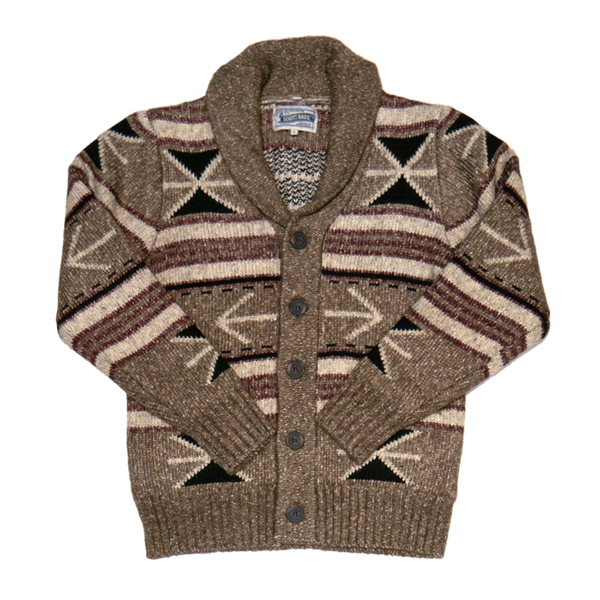 Schott Yak-Blend Cardigan in Khaki