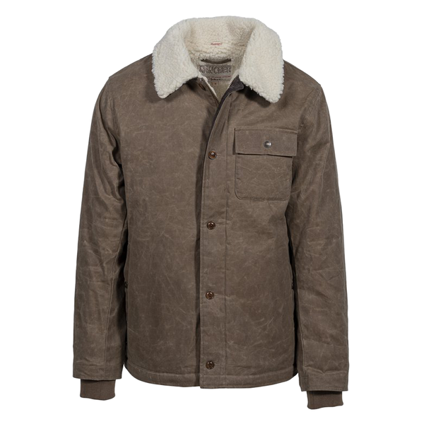 Schott Waxed Cotton Work Jacket with Sherpa Collar