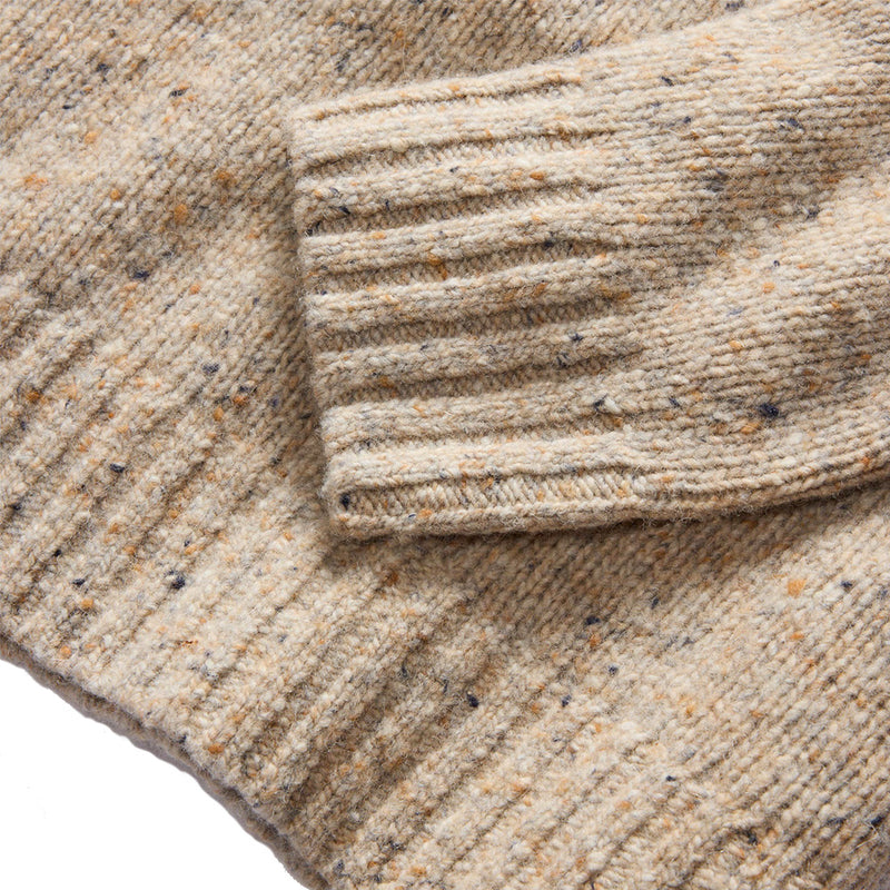 "taylor stitch seafarer sweater in natural donegal fisherman style turtleneck soft wrist cuff"