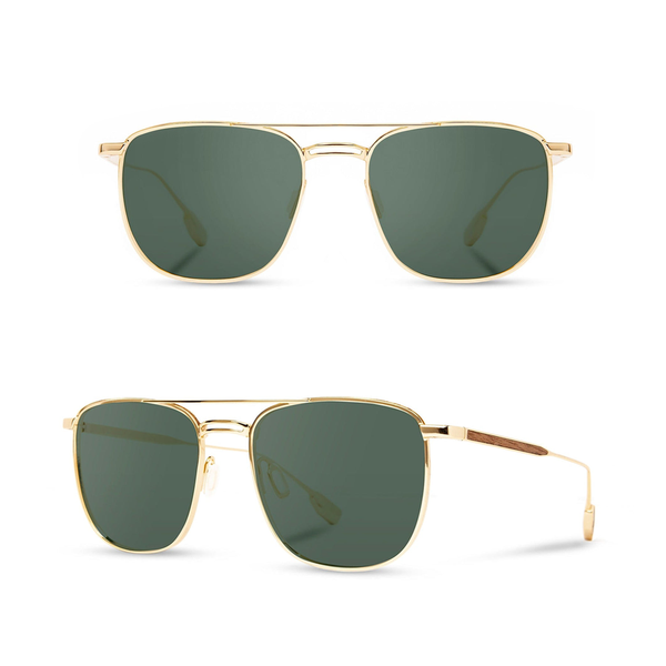 Shwood Ashland Sunglasses Gold with Walnut Wood Inlay