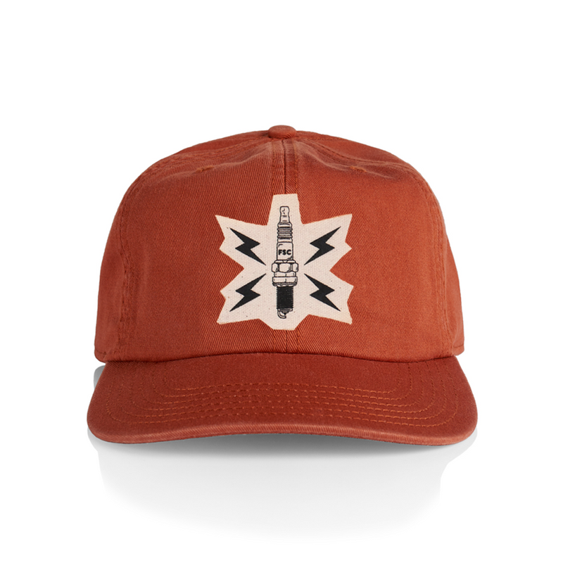 canvas patch hat spark plug design