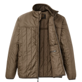 Jacket open to show interior and interior zippered pocket