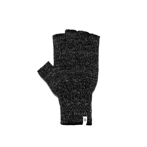 Upstate Stock Fingerless Ragg Wool Gloves in Black Melange