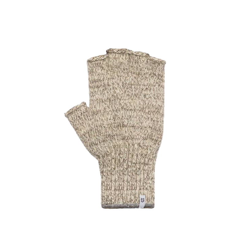 Upstate Stock Fingerless Ragg Wool Gloves in Oatmeal Melange
