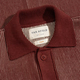Far Afield Velzy Knitted Shirt Helio Stripe Red/Sand