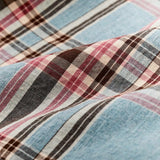 close uplightweight long sleeve collared shirt blue red natural plaid