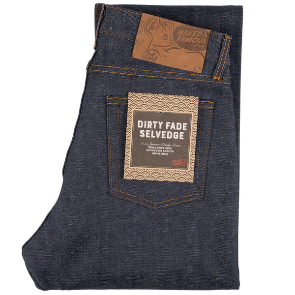 Naked and Famous Dirty Fade Selvedge Denim in True Guy fit