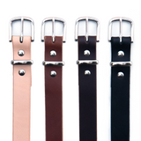 1 1/4" Camp Belt in Natural, Light Brown, Dark Brown, and Black with Nickel Plate Hardware.