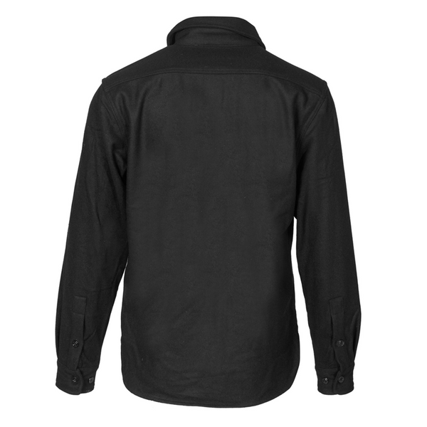 Back of Schott NYC CPO Wool Shirt in Black