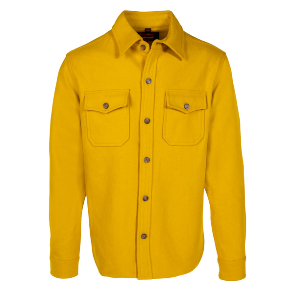 Front of Schott NYC CPO Wool Shirt in Mustard