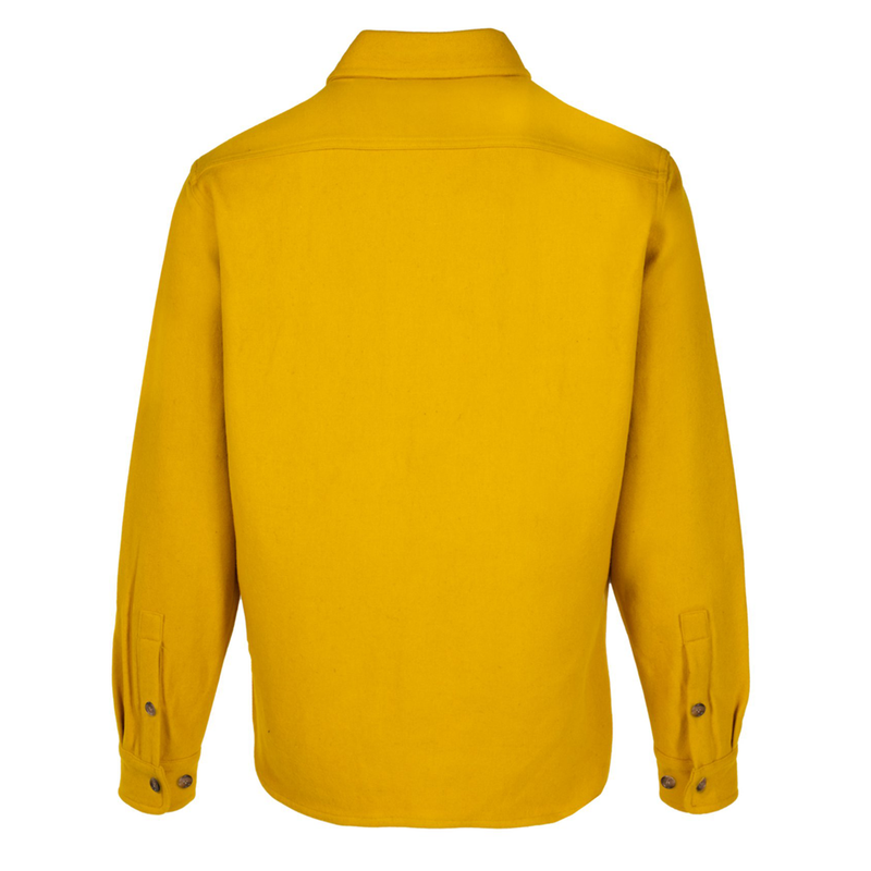 Back of Schott NYC CPO Wool Shirt in Mustard